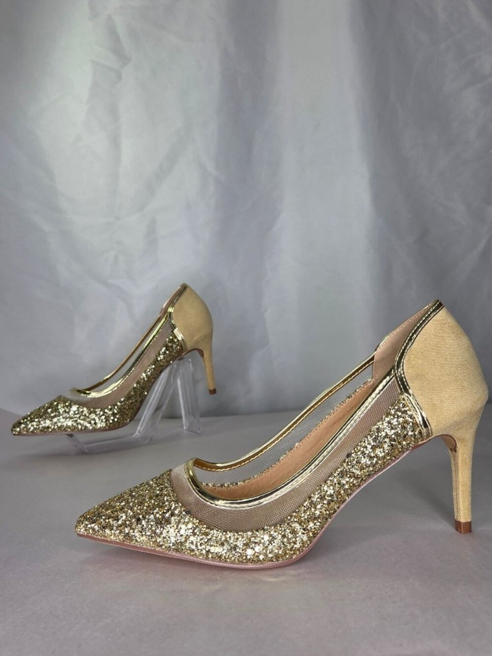 Journee Collection Kalani Heels - Gold, Size 7 - Picture 2 of 7